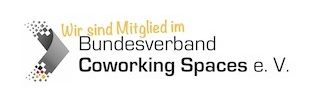 Logo des Bundesverbands Coworking Spaces e. V. mit stylisiertem Pfeil und Schriftzug.